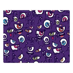 Eye Artwork Decor Eyes Pattern Purple Form Backgrounds Illustration Premium Plush Fleece Blanket (Large)