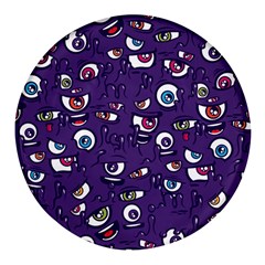 Eye Artwork Decor Eyes Pattern Purple Form Backgrounds Illustration Round Glass Fridge Magnet (4 pack)