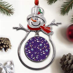 Eye Artwork Decor Eyes Pattern Purple Form Backgrounds Illustration Metal Snowman Ornament