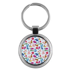 Sea Creature Themed Artwork Underwater Background Pictures Key Chain (round) by Bangk1t