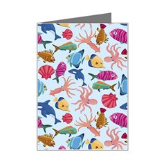 Sea Creature Themed Artwork Underwater Background Pictures Mini Greeting Card by Bangk1t