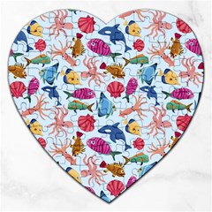 Sea Creature Themed Artwork Underwater Background Pictures Jigsaw Puzzle (heart) by Bangk1t