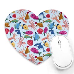 Sea Creature Themed Artwork Underwater Background Pictures Heart Mousepad by Bangk1t