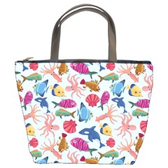 Sea Creature Themed Artwork Underwater Background Pictures Bucket Bag by Bangk1t