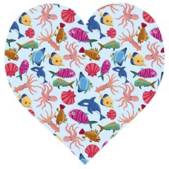 Sea Creature Themed Artwork Underwater Background Pictures Wooden Puzzle Heart by Bangk1t