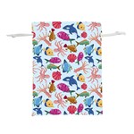 Sea Creature Themed Artwork Underwater Background Pictures Lightweight Drawstring Pouch (L) Front