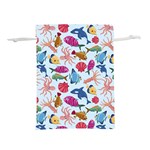 Sea Creature Themed Artwork Underwater Background Pictures Lightweight Drawstring Pouch (L) Back