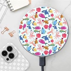 Sea Creature Themed Artwork Underwater Background Pictures Wireless Fast Charger(white) by Bangk1t