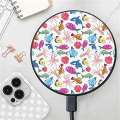 Sea Creature Themed Artwork Underwater Background Pictures Wireless Fast Charger(black) by Bangk1t