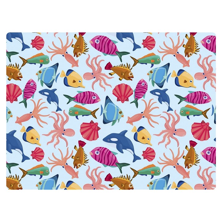 Sea Creature Themed Artwork Underwater Background Pictures Two Sides Premium Plush Fleece Blanket (Extra Small)