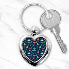 Variety Of Fish Illustration Turtle Jellyfish Art Texture Key Chain (heart) by Bangk1t