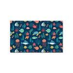 Variety Of Fish Illustration Turtle Jellyfish Art Texture Sticker (Rectangular) Front