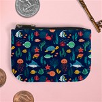 Variety Of Fish Illustration Turtle Jellyfish Art Texture Mini Coin Purse Front