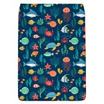 Variety Of Fish Illustration Turtle Jellyfish Art Texture Removable Flap Cover (L) Front