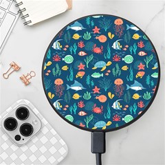 Variety Of Fish Illustration Turtle Jellyfish Art Texture Wireless Fast Charger(black) by Bangk1t