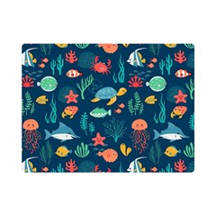 Variety Of Fish Illustration Turtle Jellyfish Art Texture Premium Plush Fleece Blanket (mini) by Bangk1t