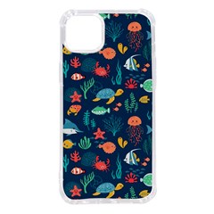 Variety Of Fish Illustration Turtle Jellyfish Art Texture Iphone 14 Plus Tpu Uv Print Case by Bangk1t