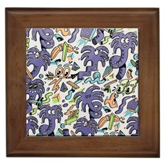 Purple Orange Green Blue Cartoon Framed Tile by Bangk1t