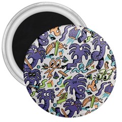 Purple Orange Green Blue Cartoon 3  Magnets by Bangk1t