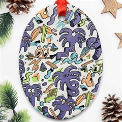 Purple Orange Green Blue Cartoon Ornament (oval) by Bangk1t