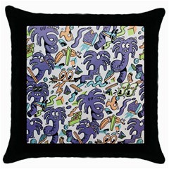 Purple Orange Green Blue Cartoon Throw Pillow Case (black) by Bangk1t