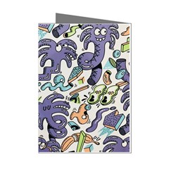 Purple Orange Green Blue Cartoon Mini Greeting Cards (pkg Of 8) by Bangk1t