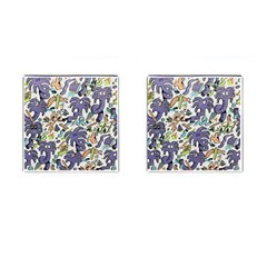 Purple Orange Green Blue Cartoon Cufflinks (square) by Bangk1t