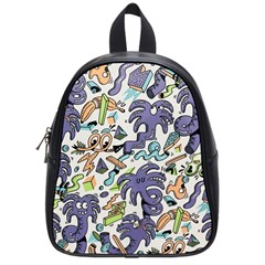 Purple Orange Green Blue Cartoon School Bag (small) by Bangk1t