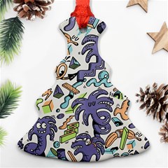 Purple Orange Green Blue Cartoon Christmas Tree Ornament (two Sides) by Bangk1t