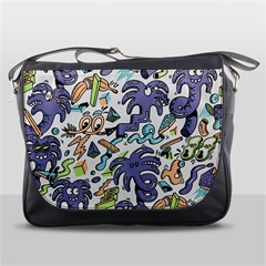 Purple Orange Green Blue Cartoon Messenger Bag by Bangk1t