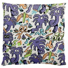 Purple Orange Green Blue Cartoon Large Cushion Case (two Sides) by Bangk1t