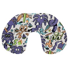 Purple Orange Green Blue Cartoon Travel Neck Pillow by Bangk1t