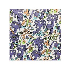 Purple Orange Green Blue Cartoon Square Satin Scarf (30  X 30 ) by Bangk1t