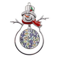 Purple Orange Green Blue Cartoon Metal Snowman Ornament by Bangk1t