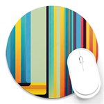 Colorful Rainbow Striped Pattern Stripes Background Round Mousepad Front