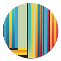 Colorful Rainbow Striped Pattern Stripes Background Magnet 5  (round) by Bangk1t