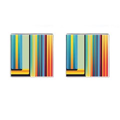 Colorful Rainbow Striped Pattern Stripes Background Cufflinks (square) by Bangk1t