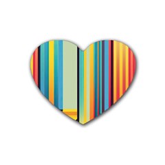 Colorful Rainbow Striped Pattern Stripes Background Rubber Coaster (heart) by Bangk1t