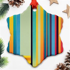 Colorful Rainbow Striped Pattern Stripes Background Snowflake Ornament (two Sides) by Bangk1t