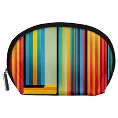 Colorful Rainbow Striped Pattern Stripes Background Accessory Pouch (large) by Bangk1t