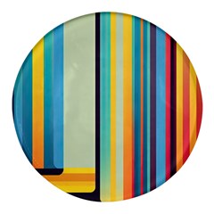 Colorful Rainbow Striped Pattern Stripes Background Round Glass Fridge Magnet (4 Pack) by Bangk1t