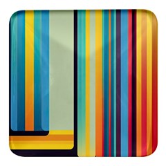 Colorful Rainbow Striped Pattern Stripes Background Square Glass Fridge Magnet (4 Pack) by Bangk1t