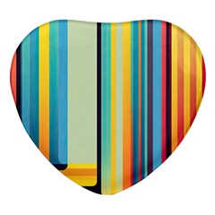 Colorful Rainbow Striped Pattern Stripes Background Heart Glass Fridge Magnet (4 Pack) by Bangk1t