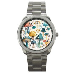 Mushroom Forest Fantasy Flower Nature Sport Metal Watch by Bangk1t