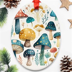 Mushroom Forest Fantasy Flower Nature Oval Ornament (two Sides) by Bangk1t