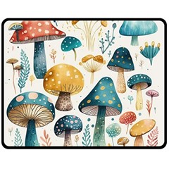 Mushroom Forest Fantasy Flower Nature Fleece Blanket (medium) by Bangk1t