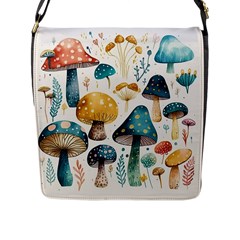 Mushroom Forest Fantasy Flower Nature Flap Closure Messenger Bag (l) by Bangk1t