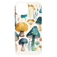 Mushroom Forest Fantasy Flower Nature Iphone 14 Black Uv Print Case