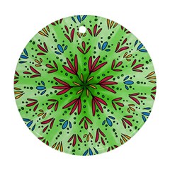 Flower Mandala Art Drawing Spring Background Round Ornament (two Sides) by Bangk1t