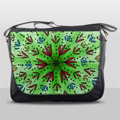 Flower Mandala Art Drawing Spring Background Messenger Bag by Bangk1t